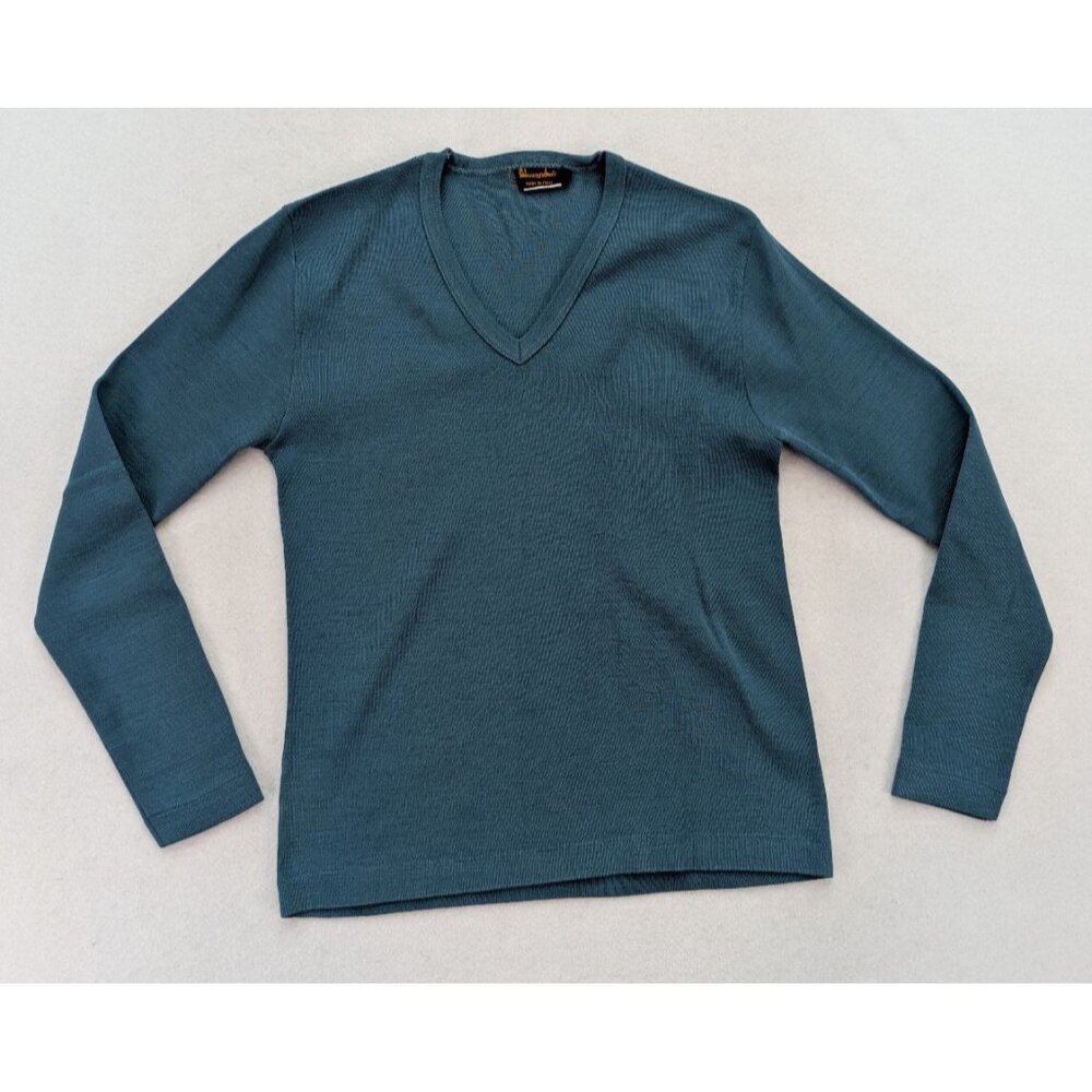 Alexander's Vintage Women's Sweater Size XL Blue Stretch Knit V-Neck Pullover